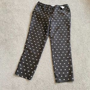 RSVP by Talbots Black Pants with Silver Swan Print US6   - Y607